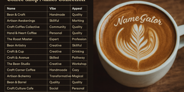 unique Coffee Shop Names Idea